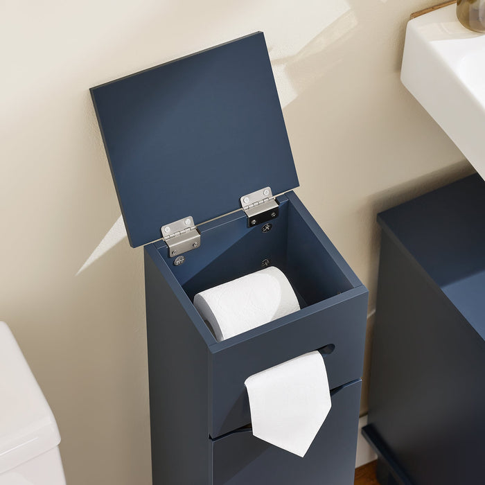 SoBuy Portarotolo WC autoportante Mobiletto bagno Porta carta igienica Scaffale bagno Armadietto laterale Mobile da bagno Blu 22x20x81 cm BZR192-B