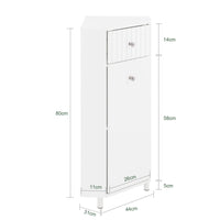SoBuy Mobiletto da Bagno con 1 Anta, Armadietto Salvaspazio per Bagno, Mobile Stretto, Bianco, 44x31x80 cm BZR194-W