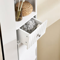 SoBuy Armadio alto con 2 ante, Mobile bagno con ripiani aperti, Colonna bagno Bianco, 44x31x171 cm BZR193-W