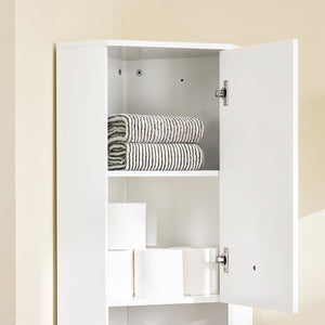 SoBuy Armadio alto con 2 ante, Mobile bagno con ripiani aperti, Colonna bagno Bianco, 44x31x171 cm BZR193-W