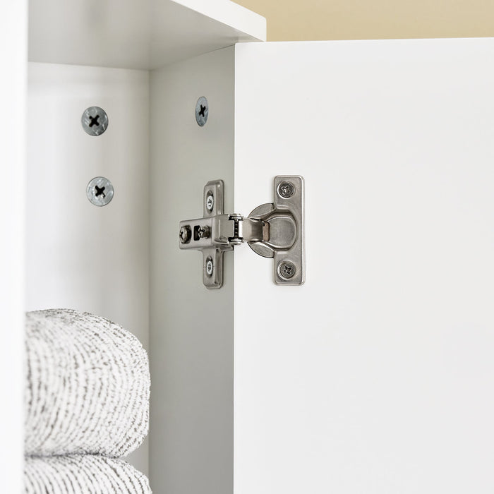 SoBuy Armadio alto con 2 ante, Mobile bagno con ripiani aperti, Colonna bagno Bianco, 44x31x171 cm BZR193-W