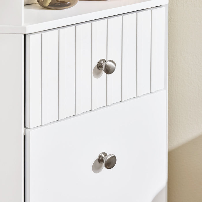 SoBuy Armadio alto con 2 ante, Mobile bagno con ripiani aperti, Colonna bagno Bianco, 44x31x171 cm BZR193-W