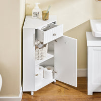 SoBuy Mobiletto da Bagno con 1 Anta, Armadietto Salvaspazio per Bagno, Mobile Stretto, Bianco, 44x31x80 cm BZR194-W