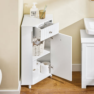 SoBuy Mobiletto da Bagno con 1 Anta, Armadietto Salvaspazio per Bagno, Mobile Stretto, Bianco, 44x31x80 cm BZR194-W