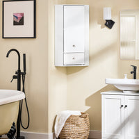 SoBuy Mobiletto da Bagno con 1 Anta, Armadietto Salvaspazio per Bagno, Mobile Stretto, Bianco, 44x31x80 cm BZR194-W