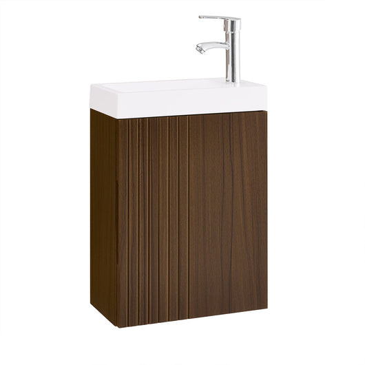 SoBuy Mobile Sottolavabo con 1 Anta, Armadietto Bagno, Mobile Sospeso con Lavabo, Mobiletto Salvaspazio, Marrone, 40x22x56 cm BZR196-BR