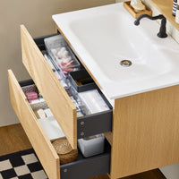 SoBuy Set arredo da bagno Specchio a parete+ Mobile lavabo Naturale BZR198-N