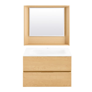 SoBuy Set arredo da bagno Specchio a parete+ Mobile lavabo Naturale BZR198-N
