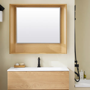 SoBuy Set arredo da bagno Specchio a parete+ Mobile lavabo Naturale BZR198-N