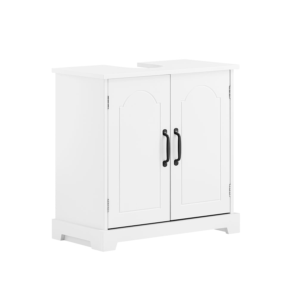 SoBuy Mobile Sottolavabo Bagno 60 cm, Mobiletto Salvaspazio con Ripiani Regolabili, Armadietto Bagno in MDF Resistente all'Umidità, Bianco, 60x30x60cm - BZR205-W