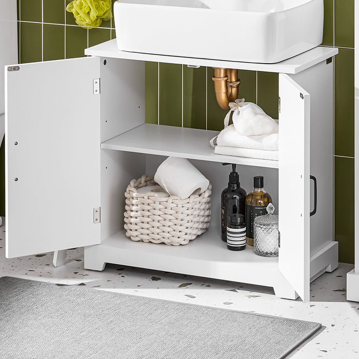 SoBuy Mobile Sottolavabo Bagno 60 cm, Mobiletto Salvaspazio con Ripiani Regolabili, Armadietto Bagno in MDF Resistente all'Umidità, Bianco, 60x30x60cm - BZR205-W