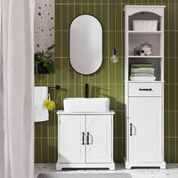SoBuy Mobile Sottolavabo Bagno 60 cm, Mobiletto Salvaspazio con Ripiani Regolabili, Armadietto Bagno in MDF Resistente all'Umidità, Bianco, 60x30x60cm - BZR205-W