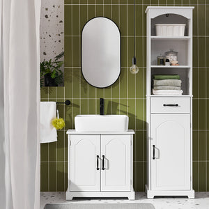 SoBuy Mobile Sottolavabo Bagno 60 cm, Mobiletto Salvaspazio con Ripiani Regolabili, Armadietto Bagno in MDF Resistente all'Umidità, Bianco, 60x30x60cm - BZR205-W