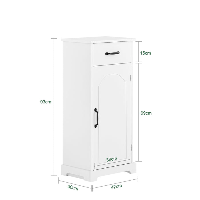 SoBuy Mobiletto Bagno Salvaspazio – Mobiletto Bagno Stretto con Cassetti e Ripiani Regolabili, Cassettiera nel legno, Resistente all'Umidità, Bianco, 42x30x93cm, BZR207-W