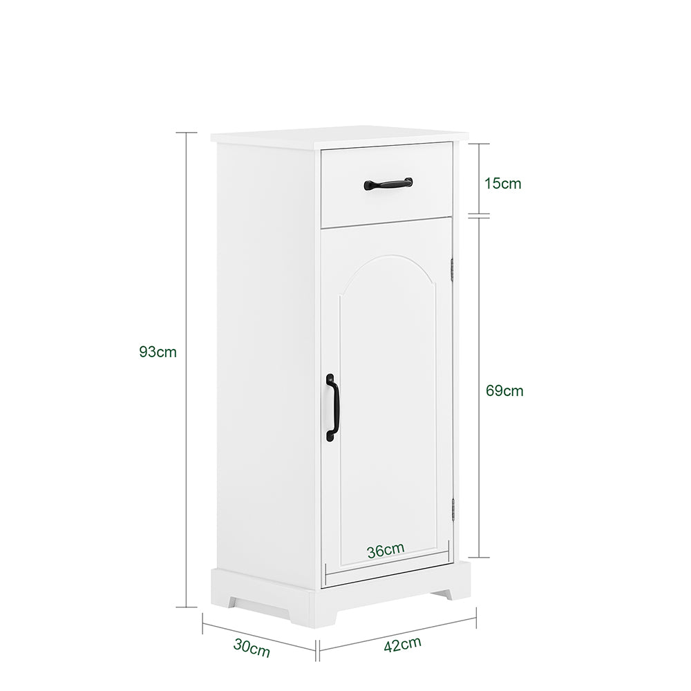 SoBuy Mobiletto Bagno Salvaspazio – Mobiletto Bagno Stretto con Cassetti e Ripiani Regolabili, Cassettiera nel legno, Resistente all'Umidità, Bianco, 42x30x93cm, BZR207-W