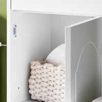 SoBuy Mobiletto Bagno Salvaspazio – Mobiletto Bagno Stretto con Cassetti e Ripiani Regolabili, Cassettiera nel legno, Resistente all'Umidità, Bianco, 42x30x93cm, BZR207-W