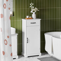 SoBuy Mobiletto Bagno Salvaspazio – Mobiletto Bagno Stretto con Cassetti e Ripiani Regolabili, Cassettiera nel legno, Resistente all'Umidità, Bianco, 42x30x93cm, BZR207-W