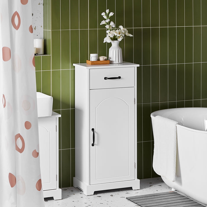 SoBuy Mobiletto Bagno Salvaspazio – Mobiletto Bagno Stretto con Cassetti e Ripiani Regolabili, Cassettiera nel legno, Resistente all'Umidità, Bianco, 42x30x93cm, BZR207-W