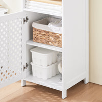 SoBuy Mobile Alto Bagno Salvaspazio con 2 Ante e Ripiani Aperti Colonna Bagno Stretta in MDF E1, Capacità 60kg Armadietto Bagno 45x41,5x170cm BZR209-W