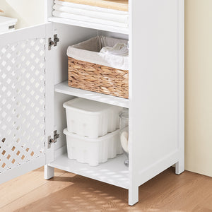 SoBuy Mobile Alto Bagno Salvaspazio con 2 Ante e Ripiani Aperti Colonna Bagno Stretta in MDF E1, Capacità 60kg Armadietto Bagno 45x41,5x170cm BZR209-W