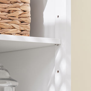 SoBuy Mobile Alto Bagno Salvaspazio con 2 Ante e Ripiani Aperti Colonna Bagno Stretta in MDF E1, Capacità 60kg Armadietto Bagno 45x41,5x170cm BZR209-W