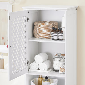 SoBuy Mobile Alto Bagno Salvaspazio con 2 Ante e Ripiani Aperti Colonna Bagno Stretta in MDF E1, Capacità 60kg Armadietto Bagno 45x41,5x170cm BZR209-W