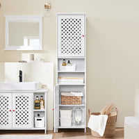 SoBuy Mobile Alto Bagno Salvaspazio con 2 Ante e Ripiani Aperti Colonna Bagno Stretta in MDF E1, Capacità 60kg Armadietto Bagno 45x41,5x170cm BZR209-W