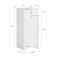 Mobile porta biancheria per bagno con cassetto e cesto biancheria sporca L40*P38*A90cm Bianco BZR21-W