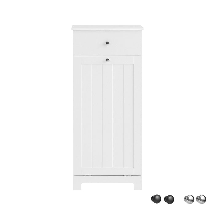 Mobile porta biancheria per bagno con cassetto e cesto biancheria sporca L40*P38*A90cm Bianco BZR21-W