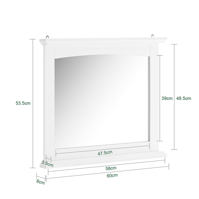 SoBuy Pensile Bagno con Specchio – Mobile Bagno Sospeso Bianco 60x6x53,5cm in MDF E1 e Vetro, Armadietto Bagno Sospeso con Mensola BZR212-W