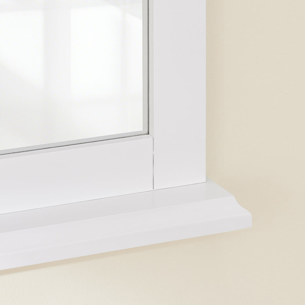 SoBuy Pensile Bagno con Specchio – Mobile Bagno Sospeso Bianco 60x6x53,5cm in MDF E1 e Vetro, Armadietto Bagno Sospeso con Mensola BZR212-W