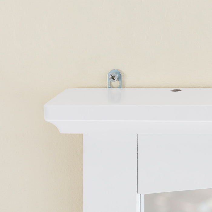 SoBuy Pensile Bagno con Specchio – Mobile Bagno Sospeso Bianco 60x6x53,5cm in MDF E1 e Vetro, Armadietto Bagno Sospeso con Mensola BZR212-W
