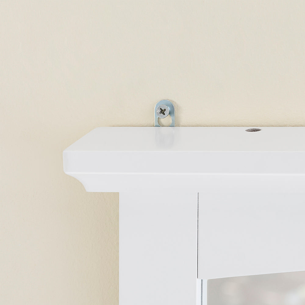 SoBuy Pensile Bagno con Specchio – Mobile Bagno Sospeso Bianco 60x6x53,5cm in MDF E1 e Vetro, Armadietto Bagno Sospeso con Mensola BZR212-W