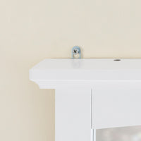SoBuy Pensile Bagno con Specchio – Mobile Bagno Sospeso Bianco 60x6x53,5cm in MDF E1 e Vetro, Armadietto Bagno Sospeso con Mensola BZR212-W