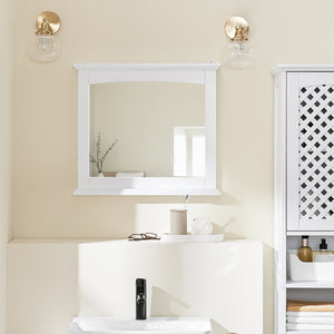 SoBuy Pensile Bagno con Specchio – Mobile Bagno Sospeso Bianco 60x6x53,5cm in MDF E1 e Vetro, Armadietto Bagno Sospeso con Mensola BZR212-W