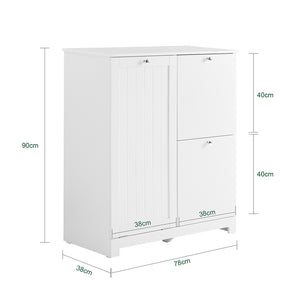 SoBuy Mobile Bagno Colonna Bagno Stretta 78x38x90cm con 1 Cesto Grande Integrato e 2 Cesti in Tessuto Estraibili – Armadietto Mobile Salvaspazio BZR213-W