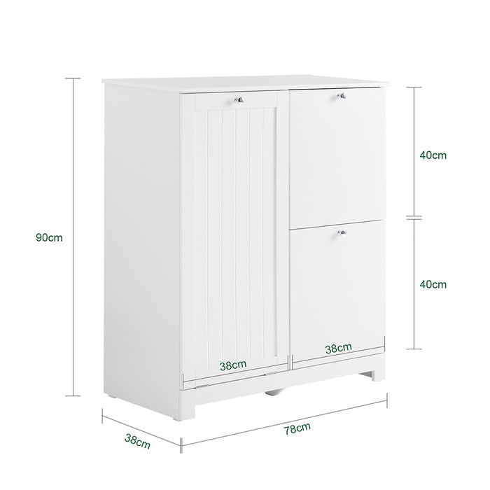 SoBuy Mobile Bagno Colonna Bagno Stretta 78x38x90cm con 1 Cesto Grande Integrato e 2 Cesti in Tessuto Estraibili – Armadietto Mobile Salvaspazio BZR213-W