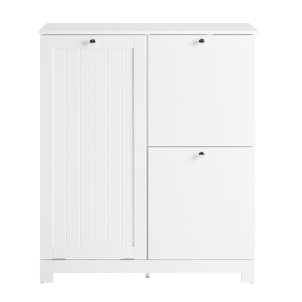 SoBuy Mobile Bagno Colonna Bagno Stretta 78x38x90cm con 1 Cesto Grande Integrato e 2 Cesti in Tessuto Estraibili – Armadietto Mobile Salvaspazio BZR213-W