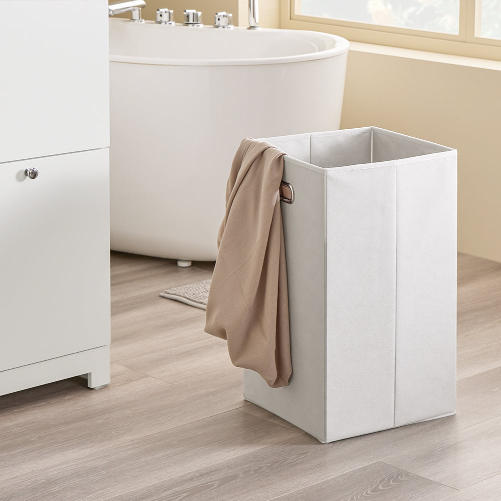 SoBuy Mobile Bagno Colonna Bagno Stretta 78x38x90cm con 1 Cesto Grande Integrato e 2 Cesti in Tessuto Estraibili – Armadietto Mobile Salvaspazio BZR213-W
