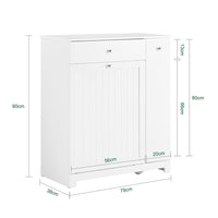 SoBuy Mobile Bagno Salvaspazio Alto e Stretto Mobile Colonna con 1 Cassetto, 2 Cesti Portabiancheria e Ripiano Estraibile Armadietto da Bagno Multiuso 78x38x90cm BZR214-W