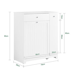 SoBuy Mobile Bagno Salvaspazio Alto e Stretto Mobile Colonna con 1 Cassetto, 2 Cesti Portabiancheria e Ripiano Estraibile Armadietto da Bagno Multiuso 78x38x90cm BZR214-W