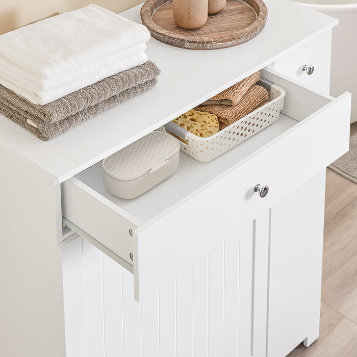 SoBuy Mobile Bagno Salvaspazio Alto e Stretto Mobile Colonna con 1 Cassetto, 2 Cesti Portabiancheria e Ripiano Estraibile Armadietto da Bagno Multiuso 78x38x90cm BZR214-W