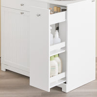 SoBuy Mobile Bagno Salvaspazio Alto e Stretto Mobile Colonna con 1 Cassetto, 2 Cesti Portabiancheria e Ripiano Estraibile Armadietto da Bagno Multiuso 78x38x90cm BZR214-W