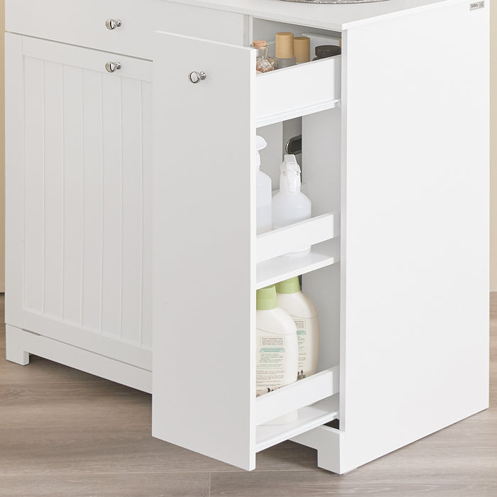 SoBuy Mobile Bagno Salvaspazio Alto e Stretto Mobile Colonna con 1 Cassetto, 2 Cesti Portabiancheria e Ripiano Estraibile Armadietto da Bagno Multiuso 78x38x90cm BZR214-W