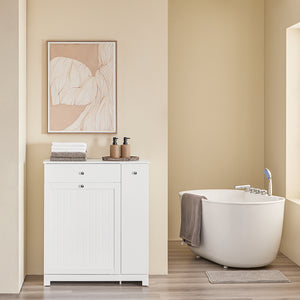 SoBuy Mobile Bagno Salvaspazio Alto e Stretto Mobile Colonna con 1 Cassetto, 2 Cesti Portabiancheria e Ripiano Estraibile Armadietto da Bagno Multiuso 78x38x90cm BZR214-W
