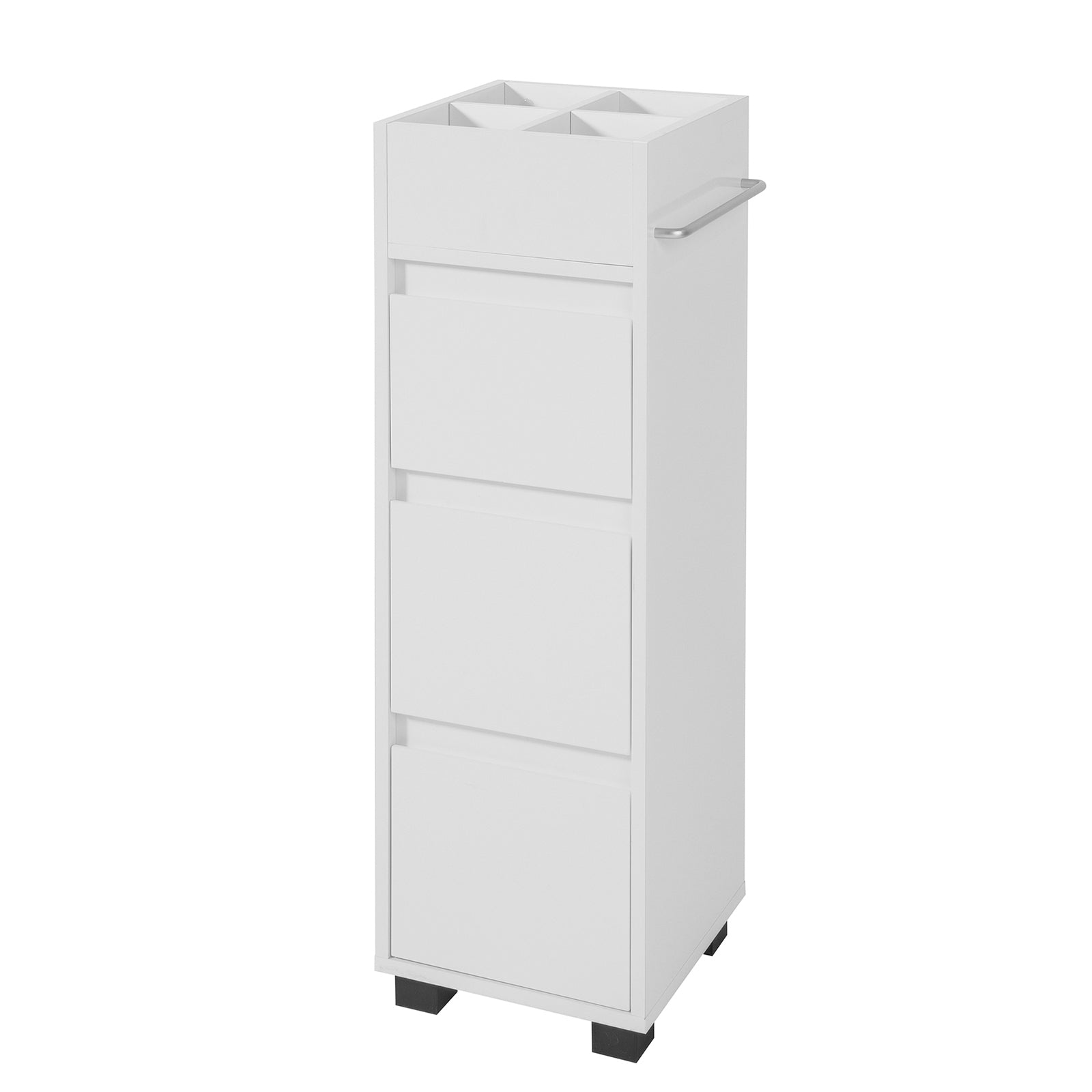 Mobiletto Bagno salvaspazio Cassettiera Bagno 3 cassetti e 4 Scomparti da organizzare L30*P30*A90 cm Bianco BZR29-W