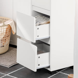 Mobiletto Bagno salvaspazio Cassettiera Bagno 3 cassetti e 4 Scomparti da organizzare L30*P30*A90 cm Bianco BZR29-W