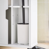 Carrellino salvaspazio Portarotolo e Portascopino con ruote bianco L17*P52*A67 cm BZR31-W