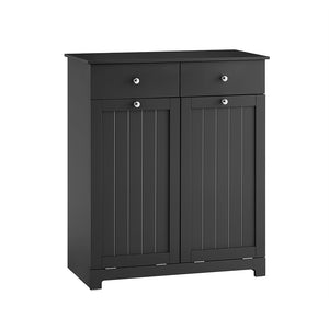 SoBuy BZR33-II-SCH Mobiletto bagno con portabiancheria - Mobile bagno salvaspazio con 2 cassetti e 2 sacchi estraibili - Mobiletto lavanderia per ingresso o cucina in MDF, Nero, 78x38x90cm