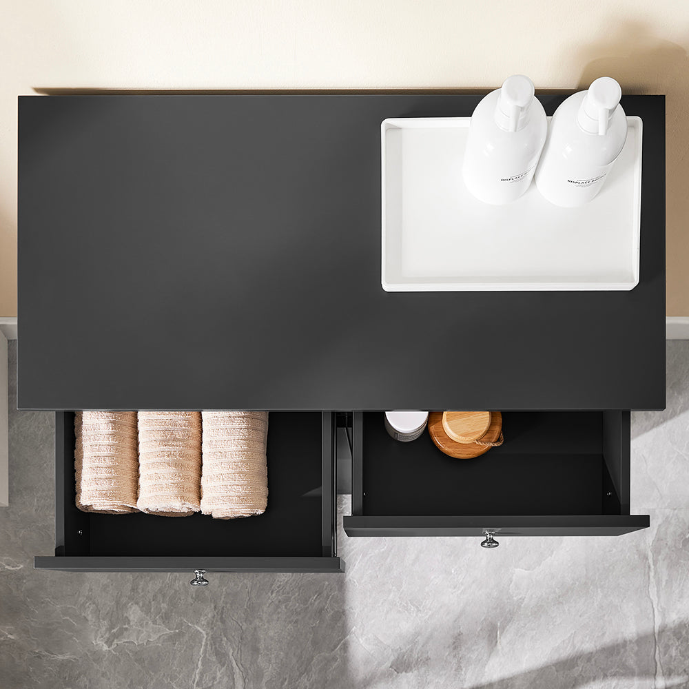 SoBuy BZR33-II-SCH Mobiletto bagno con portabiancheria - Mobile bagno salvaspazio con 2 cassetti e 2 sacchi estraibili - Mobiletto lavanderia per ingresso o cucina in MDF, Nero, 78x38x90cm